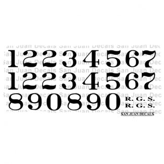 Decals - On3/0n30 Steam Locomotive Numbers.