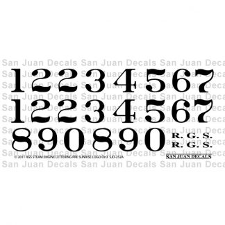Decals - On3 RGS Pre-Sunrise Logo Steam Locomotive Numbers.