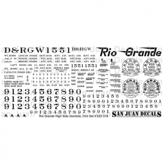 Decals - On3 D&RGW High Side Gondola