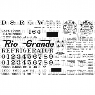 Decals - On3 D&RGW #150-169 40' Refrigerator Car