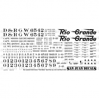 Decals - On3 D&RGW 6500 Series 40' Steel Fish Belly Flat Car