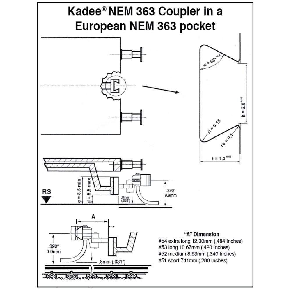 #54 HO Scale NEM 363 European-Style Couplers - Extra Long - Image 9